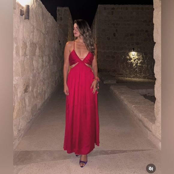 Zara dress maxi boho pleated satin flowy summer vacation wedding evening - Picture 6 of 16